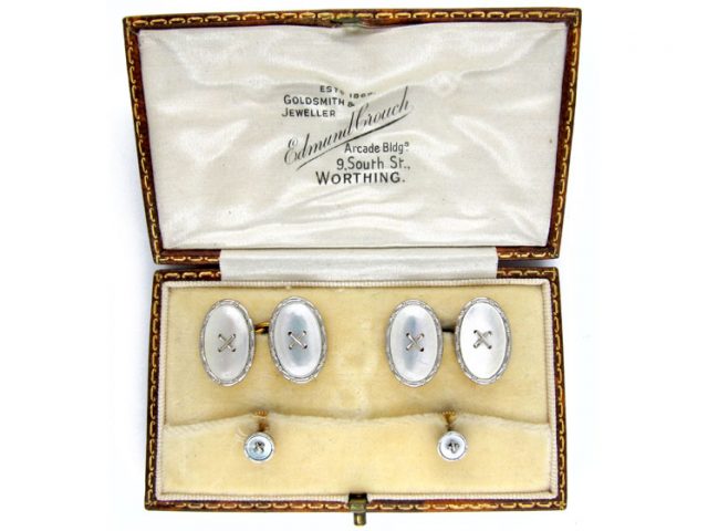 Mother of Pearl 9ct White & Yellow Cufflinks & Studs