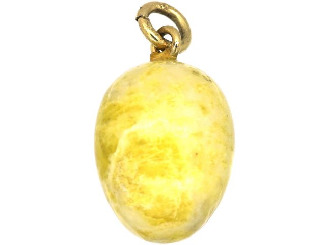 Edwardian Yellow Marble Egg Pendant