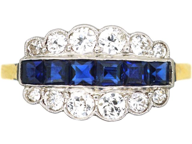 Art Deco 18ct & Platinum, Sapphire & Diamond Ring