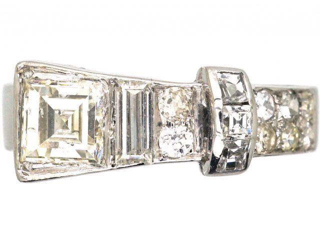 Art Deco Platinum & Diamond Buckle Ring