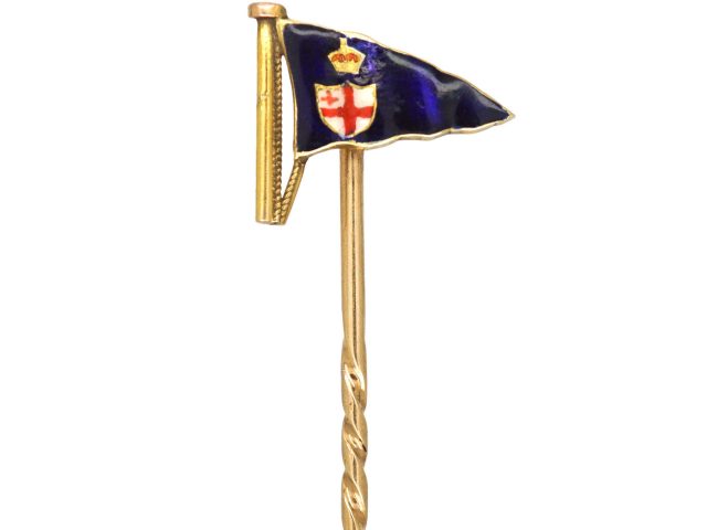 Edwardian 9ct Gold & Enamel Burgee Tie Pin for the Royal London Yacht Club