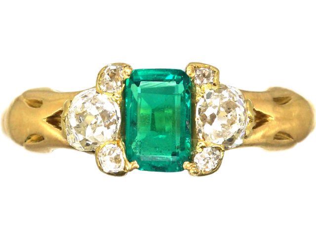 Early Victorian 18ct Gold, Emerald & Diamond Ring