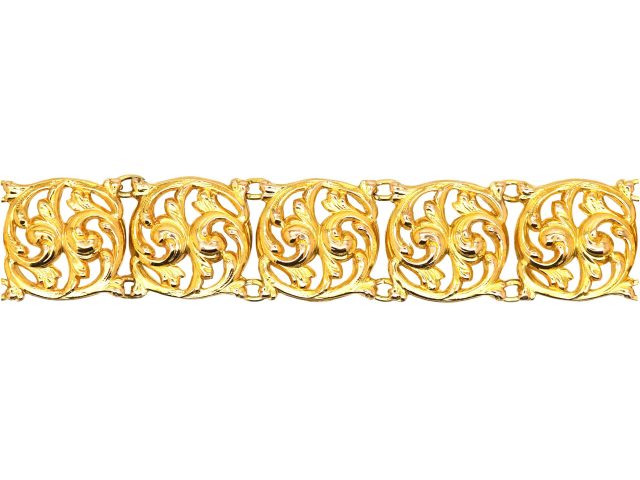 Art Nouveau 18ct Gold Bracelet with Leaf Motifs