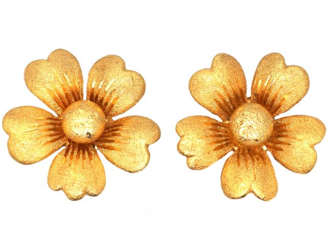 Victorian 18ct Gold Flower Earrings