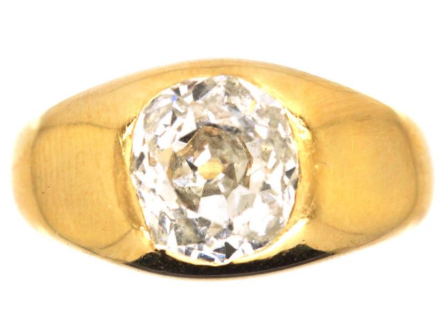 Edwardian 18ct Gold Ring set with a Two Carat Old Mine Cut Diamond