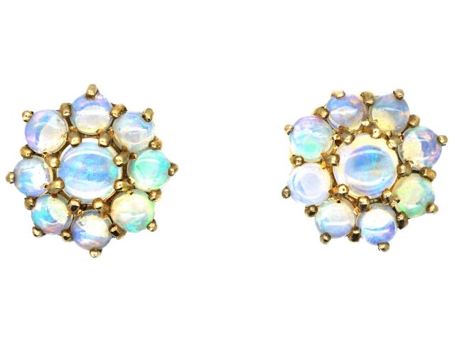 9ct Gold Opal Cluster Earrings