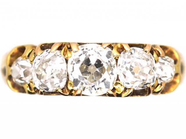 Victorian 18ct Gold, Five Stone Old Mine Cut Diamond Ring