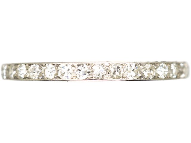 Edwardian Platinum Narrow Eternity Ring set with Diamonds