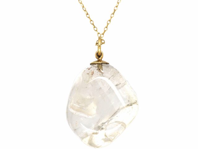 Edwardian Rock Crystal Pendant on 9ct Gold Chain