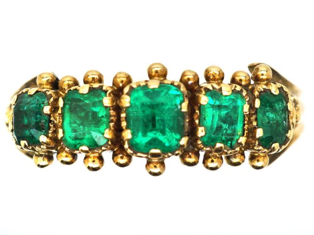 Georgian 15ct Gold Emerald Five Stone Ring